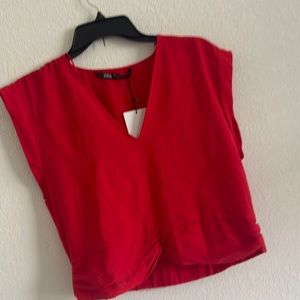 Zara red crop top